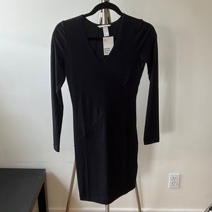 BRAND NEW WITH TAGS H&M black ribbed long sleeve mini dress S